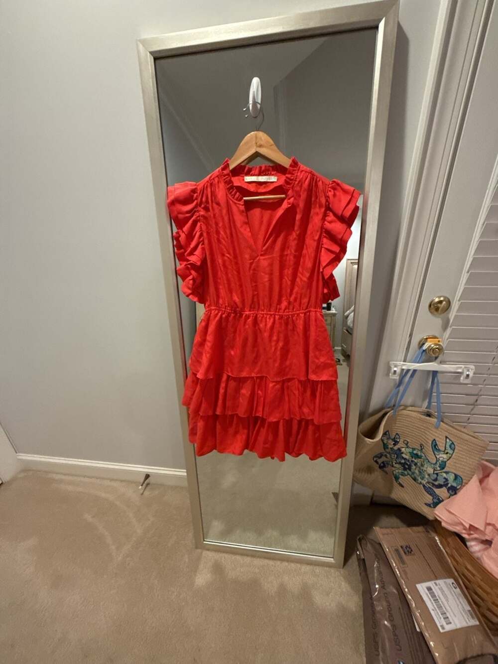 Marie Oliver Emery Tiered Ruffle Mini Dress in Red
